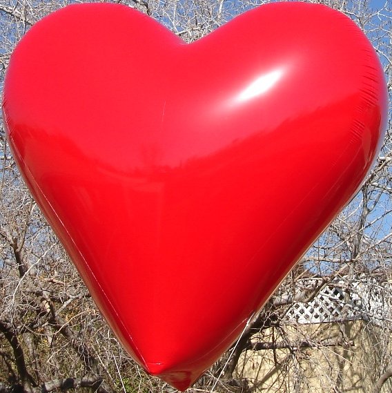 Giant red heart shape helium balloon for a Valentine's Day promotion
